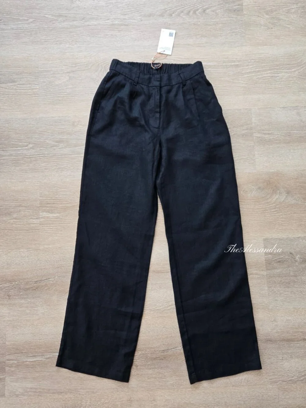 Quince 100% European Linen Pleated Trousers Black High Rise Size 0 New With Tags